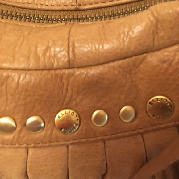 Elliot Lucca tan studded pleated leather hobo bag with tassel - Picture 6 of 13